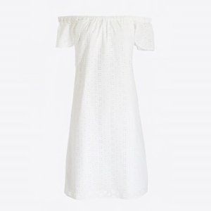 J. Crew White Eyelet Off the Shoulder Dress